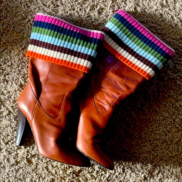 Coach leather / knit boots, Sz 8 - Picture 1 of 3